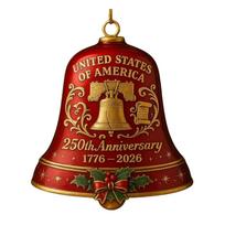 3D Commemorative Bell Multi-Purpose Elegant Crafted Doorbell Wear Resist Anniversary Bell Ornament for Patriotic Holidays 60mm raudona