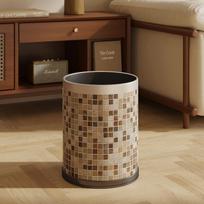 Vintage Mosaic Ceramic Trash Can Large Capacity Waste Bin for Living Room Bedroom Bathroom Stylish Home Decor High-End Gifts 10L