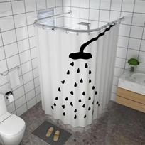 LanTuan No-Drill U-Shaped Shower Curtain & Rod Set