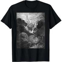 Gustave Dore Archangel Michael and Angels Fighting Dragon Hoodie Retro Streetwear High-quality Crew-neck Short-sleeved Men's Tee S