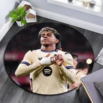 Lamine Yamal Printed Round Rug, Non Slip Washable Circular Carpet For Living Room Bedroom Playroom, Sports Fan Decor, Holiday Birthday Gift 80cmx80cm