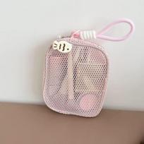 Crossborder Style Tofu Block Mesh Cosmetic Organizer With Pearl Zipper For Women And Men rožinė