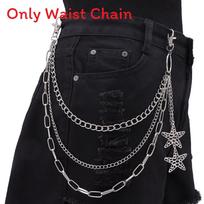 Punk Skateboard Metal Waist Chain With Hollow Star Pendant For Men And Women