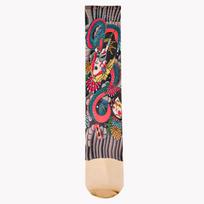 Japanese Style Fake Tattoo Socking Elastic Sun-proof Socks Snake Full Leg Tattoo Socks  Driving Style 8