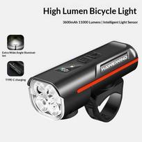 Multi-Function Rechargeable Bike Headlight 3600mAh Bright LED Horn for Night Cycling Camping Emergency Use raudona