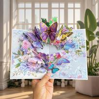 Exquisite 3D Pop up Card Butterfly Ornament Post Card Best Wishes Invitations Congratulation Card Mother's Day