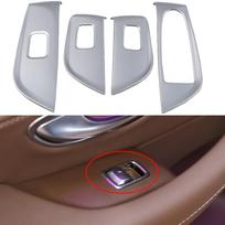 Carbon Fiber Silver Inner Door Armrest Window Lift Switch Button Cover Trim For Mercedes Benz E Class W213 2016- Car Sliver Color