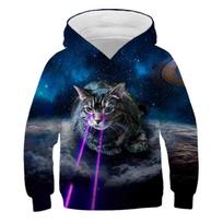2024 Boys Girls Cute Cat 3D Print Hoodie Children Hooded Pullover Sweatshirt Fashion Child Hoodies Kids Casual Tops Clothing 100CM