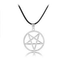Madingas Juodasis Dvariškis Karoliai Pentagrama Pentagrama Pakabukas Liuciferis Šėtonas Logotipas Ženklas Antgamtiniai Papuošalai Vyrams Moterims 50cm sidabras