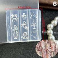 3D silikoninė nagų dailės forma Animacinis Hello Kitty Triušis Lokys Reljefinė drožinėta forma „Pasidaryk pats“ nagų dalys Žavesio dekoras Manikiūro štampavimas