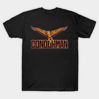 Men Black Print T-shirt Condorman No-Cut Transfer Paper Print Cotton Tshirt 2XL juoda