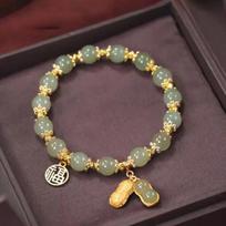 Mada žemės riešutų laimės apyrankė moteriška šviesi prabangi imitacija Hetian Jade temperamento karoliukais apyrankė papuošalai apyrankės dovana ONESIZE