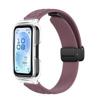 2-in-1 Diamond Texture Magnetic Silicone Strap + PC Case, Special Wristband with Spring Bar for Huawei Band 11 Huawei band 11 violetinė