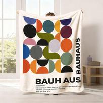 Bauhaus Geometrinė Paroda Mesti Antklodė, Minkšta Jauki Flanelinė Antklodė Sofai Lovai, Vidurio Amžiaus Modernaus Meno Mėgėjo Dovana 150x130cm