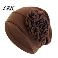 Skin-friendly Turban Cap Hat for Women, Side Flower Decor Head Wrap, Pure Color Hygienic Covering High Elasticity Sensitive Scalp Postpartum