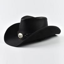 100% Leather Western Cowboy Hat For Men Wide Brim Gentleman Church Cowgirl Jazz Hats Pamama Windproof Rope Hat One Size juoda