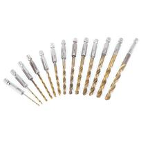 13pcs Titanium Coated Drill Bit Set High Speed Steel Hexagonal Handle High Speed Steel Drill Bits Metric Size 135° Tip ruda