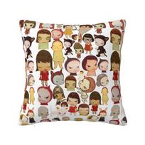 Yoshitomo Nara Pillowcase Soft Fabric Cushion Cover Gift Throw Pillow Case Cover Home Square 45*45Cm Peach skin 18*18(CM)-1Pcs