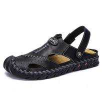 Fashion 2024 New Leather Men's Sandals Classic Roman Sandals Casual Comfortable Shoes Summer Outdoor Beach Man Sandals Sneakers 38-48 38