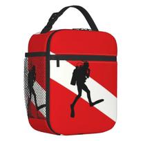 Scuba Diver Flag Resuable Lunch Box for Women Multifunction Dive Diving Thermal Cooler Food Insulated Lunch Bag Office Work 26x21x11CM smėlis