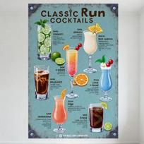 Classic Rum Cocktails Metal Tin Sign Vintage Bar Pub Wall Decor with 7 Cocktail Illustrations, Home Kitchen Art for Man Cave Res 20x30cm（7.8x11.8inch）