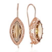Light Brown Natural Zircon Long Drop Earrings For Women Rhombus  Rose Gold Color High Quality Daily Fine Jewelry