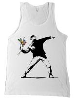 Banksy Flower Thrower  Graffiti Chucker Throw Bomb QUALITY & SOFT Unisex T-Shirt L