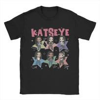 Katseye Chibi Member Group Vintage T-Shirt, Unisex Global Pop Fan Y2K Tee, 100% Cotton Casual Short Sleeve Top 4XL