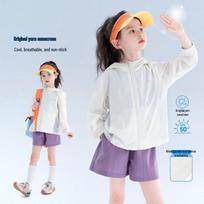 Girls' UV Protection Hooded Sun Jacket 160 abrikosas