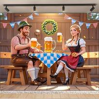 Munich Oktoberfest background banner, Bavarian themed party decoration, suitable for rooms and gardens 47.2x31.5inch/120*80cm