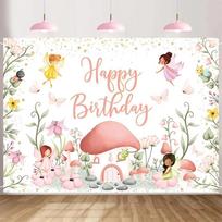 1 piece, 2D flat design, fairy birthday backdrop, fairy mushroom party decoration, butterfly garden birthday backdrop, wsj 47.2x31.5inch/120*80cm