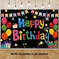 2D plane 1 piece Birthday celebration photo backdrop Black background decoration for the photo booth props 47.2x31.5inch/120*80cm