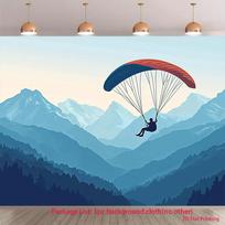 2D plane, mountain-based paragliding, photography backdrop fabric for party studio props, polyester fiber 100x150cm