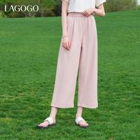 LAGOGO Women's Draped Turn-up Wide-Leg Pants M