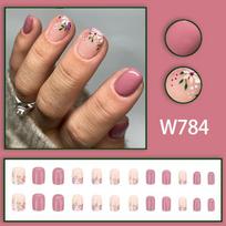 24 Pieces Environmentally friendly retro flower bush bean paste powder nail art tablets, sweet and gentle flower temperament, niche wearing nail
