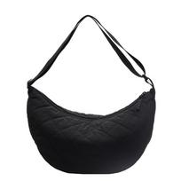 Paprastas nailoninis pečių krepšys, crossbody krepšys, dygsniuotas koldūnų krepšys, kasdienis vyriškas ir moteriškas crossbody krepšys juoda