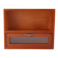 Vintage Tabletop Organizer Solid Wood Desktop Display Cabinet Storage Box with Clear Drawer for