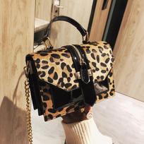 Madingas Leopardo Rašto Mažas Kvadratinis Krepšys Grandinėlė Universalus Pečių Rankinė Crossbody One Size