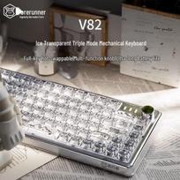 Qianxinzhe V82S RGB Tri-Mode Clear White Mechanical Keyboard with Crystal Switches