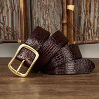 3,8CM Natūralios Odos Aukštos Kokybės Odiniai Diržai Vyrams Prekės Ženklo Diržas Vyriškas Žalvarinis Sagtelis Estampado Retro Džinsams Kaubojiški Diržai 105CM black