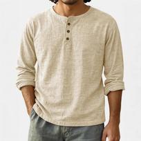 Mens Shirts Long Sleeve T Shirt Fashion Casual Basic Plain Tee Shirts L chaki