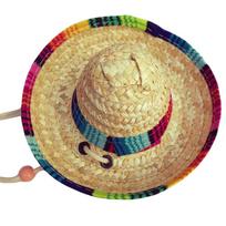 Dog Sombrero Hat Mini Straw Sombrero Hats Mexican Hats Sombrero Party Hats for Small Pets/Puppy/Cat (Dark Khaki,M) tamsi chaki spalva