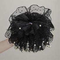 1PC super fairy large four-layer pearl lace large intestine hair band versatile ponytail headband rubber band hair rope head flower hair accessories juoda
