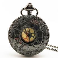 Pocket Watches with Gold Dial Steampunk Vintage Roman Number Classic Hollow Flip FOB Necklace Chain Quartz Pendant Watches juoda