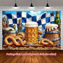 Oktoberfest beer lollipop Bavarian flag party banner, artistic style rural beer garden brewery bar decoration 47.2x31.5inch/120*80cm