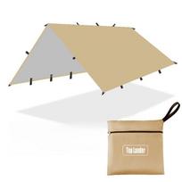 Outdoor Camping Tent19 Hanging Points Sunshelter Tarp Screen Survival Hammock Sunshade Garden Canopy Waterproof Camping Awning 3*3M chaki