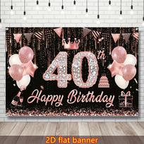 Rose-gold birthday backdrop and 40th birthday celebration decorations 47.2x31.5inch/120*80cm