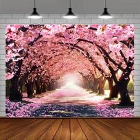 1 piece of vibrant cherry blossom photography backdrop - enchanting pink flowers durable polyester fabric 47.2x31.5inch/120*80cm