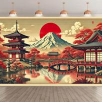 2D plane 1 piece of Mount Fuji Japanese landscape background fabric suitable for party decoration and studio use 47.2x31.5inch/120*80cm