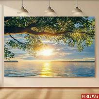 2D Nature Waterfront Sunset Backdrop for Wedding, Birthday and Outdoor Events 47.2x31.5inch/120*80cm
